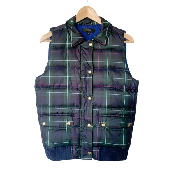 J. Crew Jackets & Blazers - J. Crew Plaid Down Puffer Gorpcore Cabincore Christmas Holiday Vest Size Small